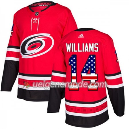 Herren Eishockey Carolina Hurricanes Trikot Justin Williams 14 Adidas 2017-2018 Rot USA Flag Fashion Authentic